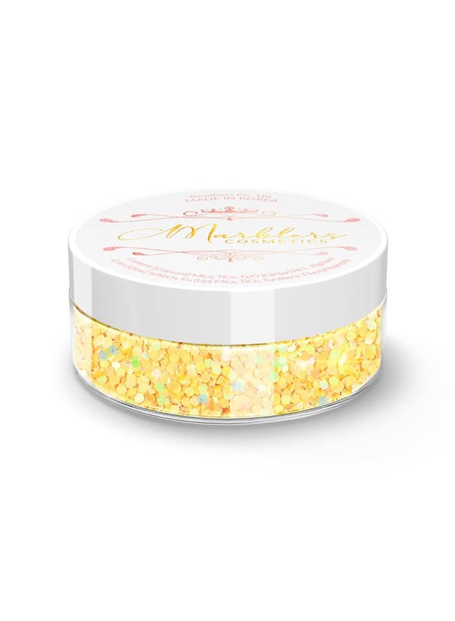 MARBLERS Mermaid Shaped Face & Body Glitter [Yellow] 0.18oz (5g) | Chunky | Chopped | Flake | Non-Toxic | Vegan | Cruelty-Free | Festival, Rave & Party Makeup | Eye, Hair, Nail Polish, Eyeshadow - Image 1