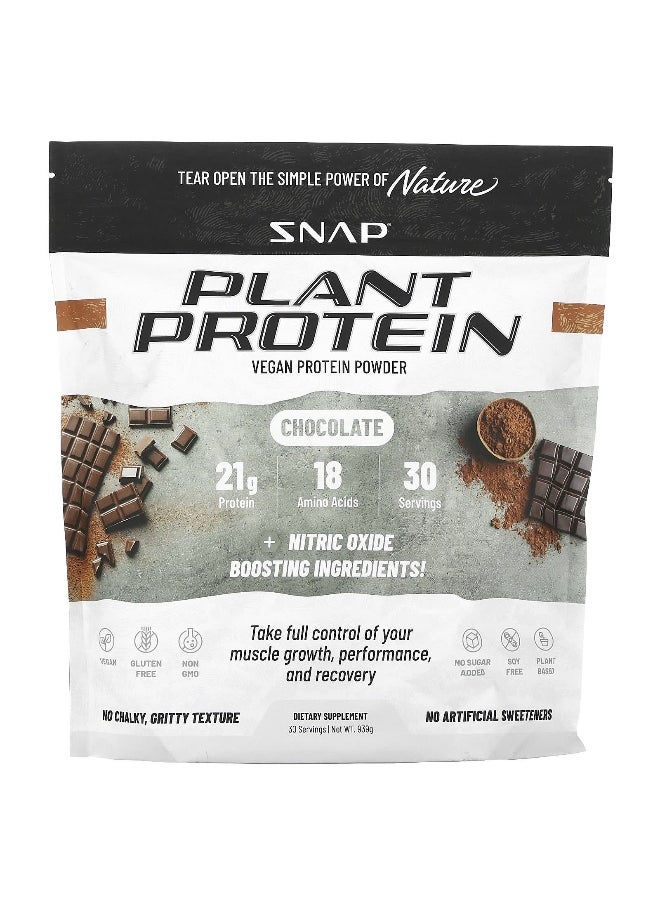 SNAP SUPPLEMENTS - Snap Supplements, Plant Protein, Vegan Protein Powder, Chocolate, 939 g - Image 1