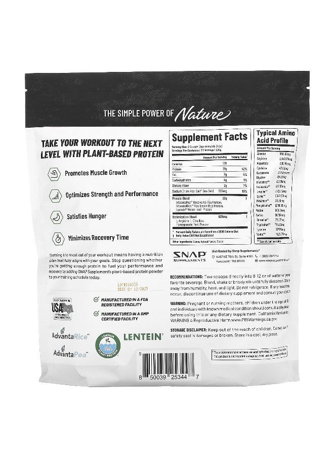 SNAP SUPPLEMENTS - Snap Supplements, Plant Protein, Vegan Protein Powder, Chocolate, 939 g - Image 1