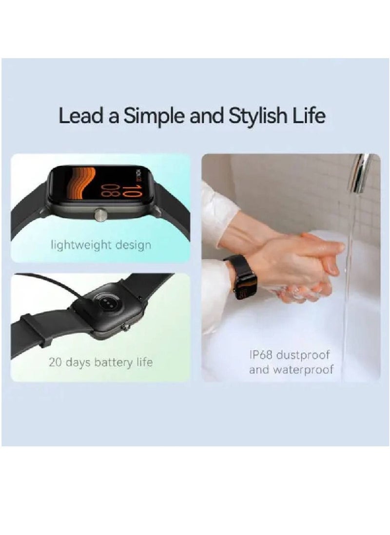 miYou GST HD Screen Heart Rate Monitor 12 Sport Models IP68 Waterproof Bluetooth Calling Smartwatch Black  - Image 2