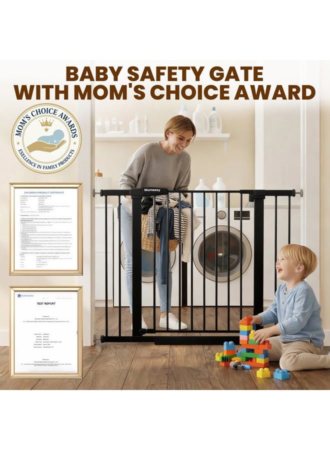 Mumeasy Baby Gate with Door, 26-40" Auto Close Dog Gate Indoor for Stairs Doorways, Easy Install Pressure Mounted Pet Gate, Easy Walk Through Child Safety Gate for The House, Black - Image 3
