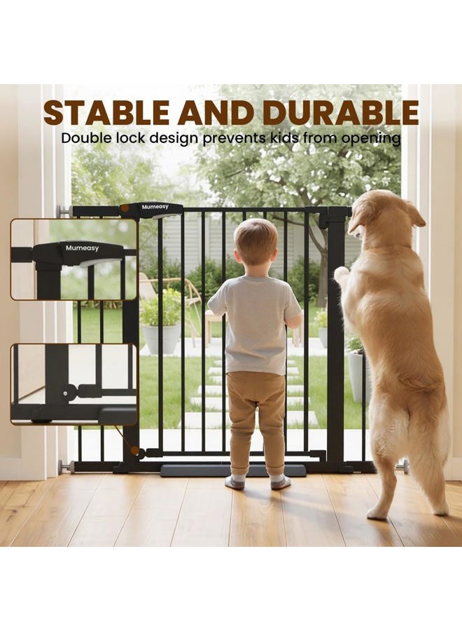 Mumeasy Baby Gate with Door, 26-40" Auto Close Dog Gate Indoor for Stairs Doorways, Easy Install Pressure Mounted Pet Gate, Easy Walk Through Child Safety Gate for The House, Black - Image 4