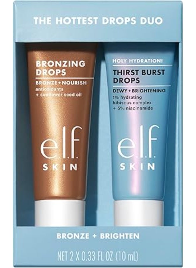 elf e.l.f. SKIN The Hottest Drops Duo, Holy Hydration! Thirst Burst Drops & Bronzing Drops Skincare Set, For A Dewy, Sun-Kissed Look, Vegan & Cruelty-Free