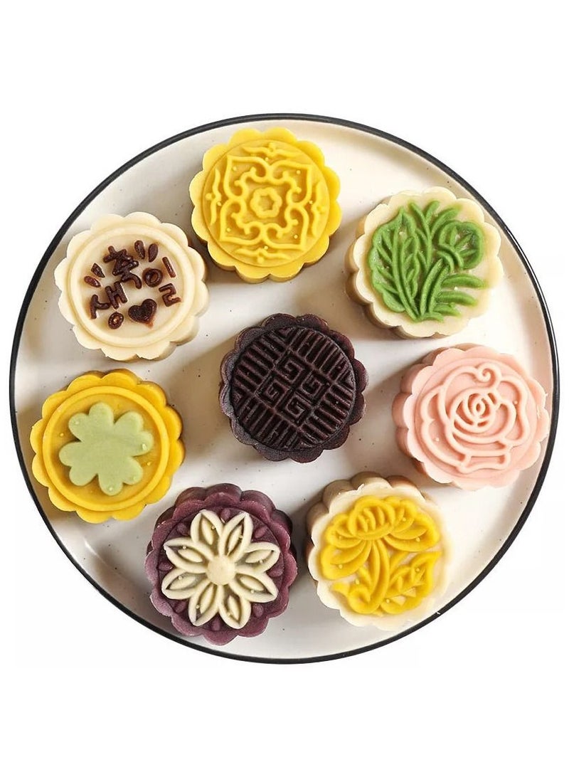 DubaiGallery 3D Cookie Cutter Press Flower Moon Cake Mold with Set 6 Pcs Pattern Baking Accessories for Pastry Mold Bakware - Muffin Fondant - Cupcake Dessert - Eid & Mid-Autumn Festival - Round Shape  - Image 5