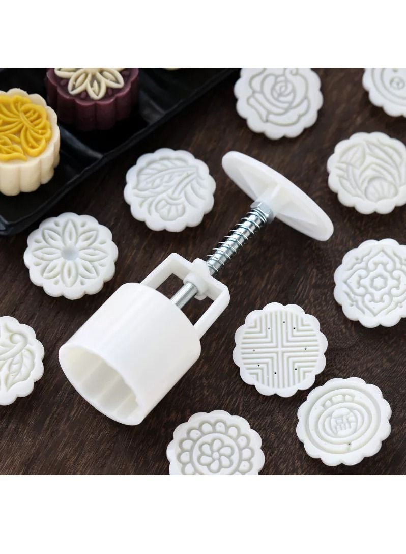 DubaiGallery 3D Cookie Cutter Press Flower Moon Cake Mold with Set 6 Pcs Pattern Baking Accessories for Pastry Mold Bakware - Muffin Fondant - Cupcake Dessert - Eid & Mid-Autumn Festival - Round Shape  - Image 4