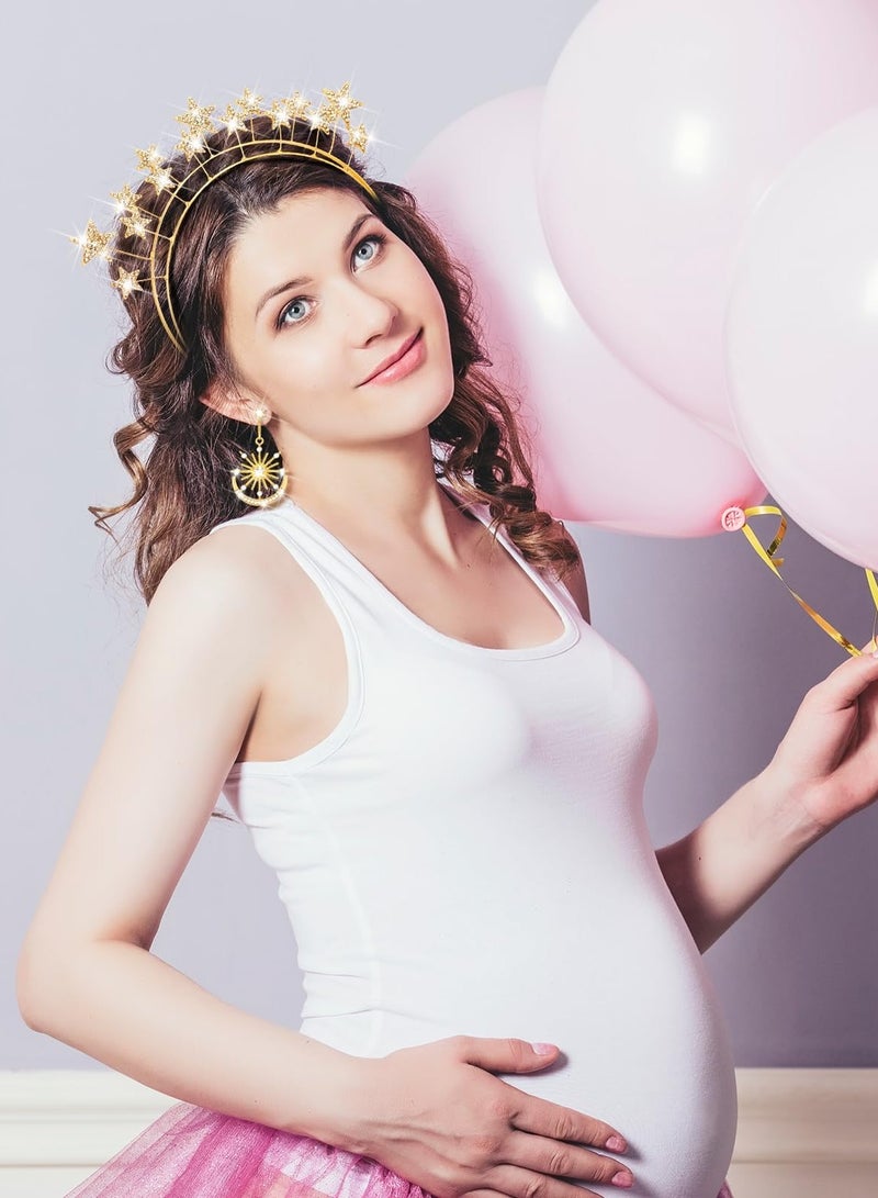 KASTWAVE 8 Pcs Moon Stars Crowns Headpiece Crown Drop Earrings Gold Headband Tiaras and Crowns for Women Boho Wedding Costume Headpiece Jewelrylry - Image 4