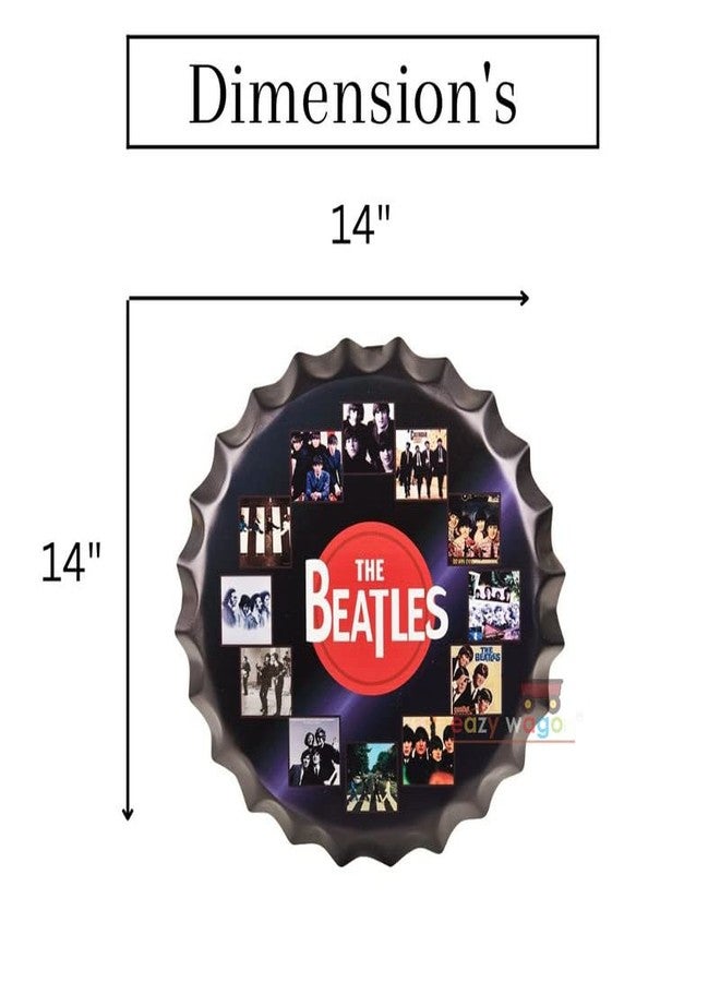 EAZYWAGON Decorative Metal Bottle Caps Wall Sign Plates - 14X14 Inches - The Beatles CD | Metal Sign Wall Hanging Bottle Cap for Home, Bar & Cafe Decoration | Retro & Vintage Scratch Look Wall Plaques - Image 4