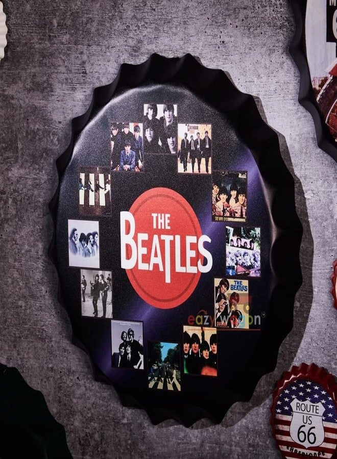 EAZYWAGON Decorative Metal Bottle Caps Wall Sign Plates - 14X14 Inches - The Beatles CD | Metal Sign Wall Hanging Bottle Cap for Home, Bar & Cafe Decoration | Retro & Vintage Scratch Look Wall Plaques - Image 3