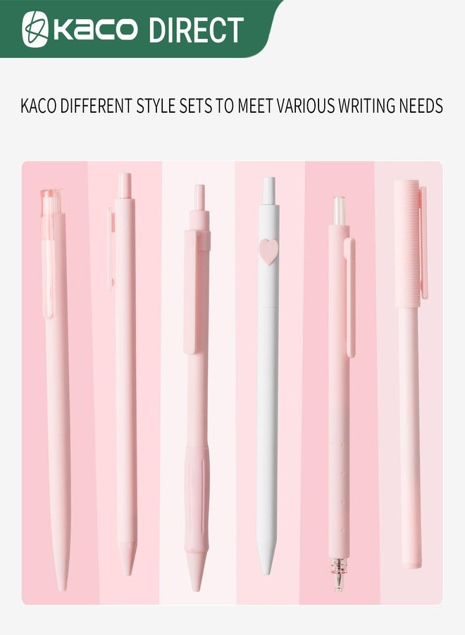 Kaco 6 Pieces Gel Pens Cute Stationery, Journaling Note Taking Pens, 0.5mm Fine Point, BUCUO (6 Pcs Pink - All Black Ink) - Image 3
