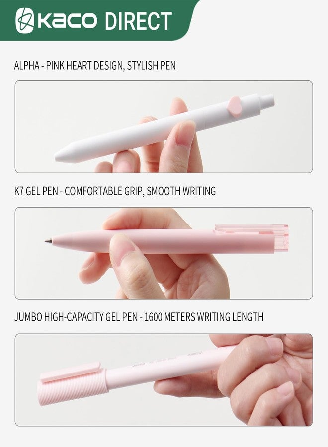 Kaco 6 Pieces Gel Pens Cute Stationery, Journaling Note Taking Pens, 0.5mm Fine Point, BUCUO (6 Pcs Pink - All Black Ink) - Image 5