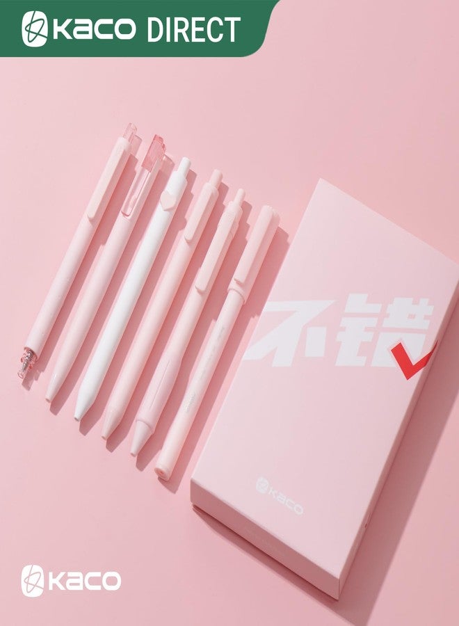 Kaco 6 Pieces Gel Pens Cute Stationery, Journaling Note Taking Pens, 0.5mm Fine Point, BUCUO (6 Pcs Pink - All Black Ink) - Image 2
