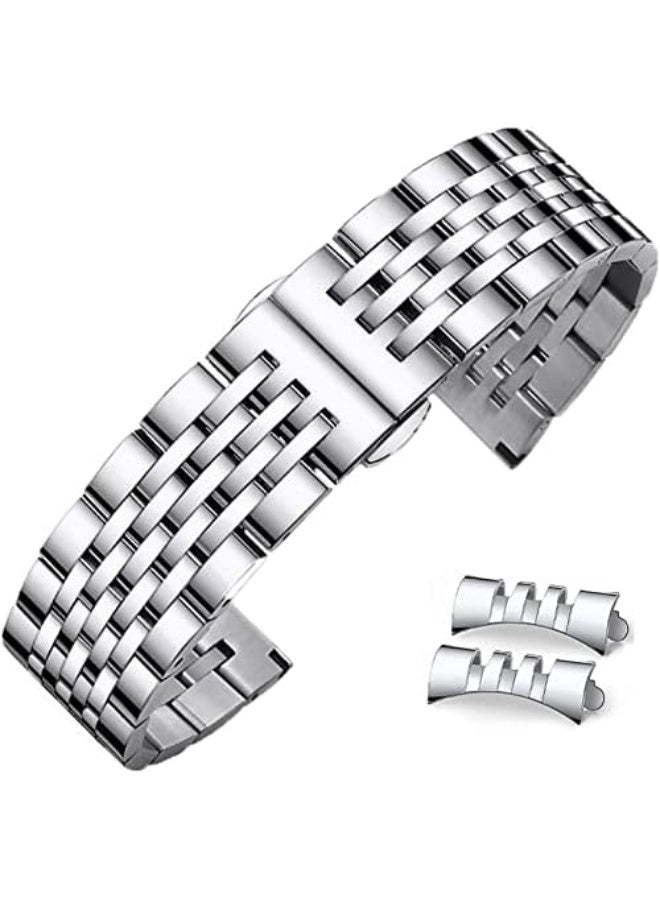 Stainless Steel Watch Band Straight & Curved End 14mm 16mm 18mm 19mm 20mm 21mm 22mm 23mm 24mm Premium Polished Metal Watch Band Bracelet Universal Smartwatch Replacement Strap Men Women - Image 1