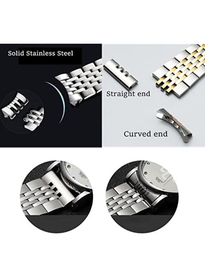 Stainless Steel Watch Band Straight & Curved End 14mm 16mm 18mm 19mm 20mm 21mm 22mm 23mm 24mm Premium Polished Metal Watch Band Bracelet Universal Smartwatch Replacement Strap Men Women - Image 2