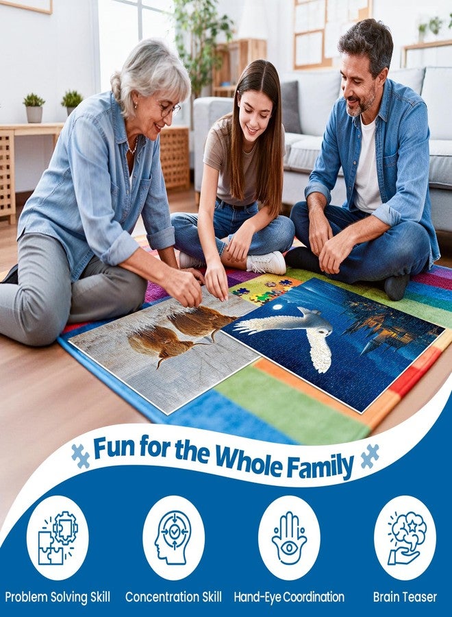 WSCXSC 2 Pack 500 Pieces Puzzles for Adults,Yak Animal Jigsaw Puzzles 500 Pieces,Owl Castle Adult Puzzles for Adults 500 Pieces Puzzle with Letters on Back Colorful Challenging Puzzles Family Game Gift - Image 2