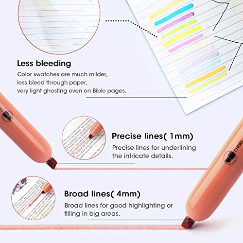 WRITECH Retractable Highlighters Assorted Colors: Chisel Tip Click Aesthetic Highlighter Marker Pens Pack Multi Colored Ink No Bleed Smear for Highlighting Journaling (12ct Neon+Pastel) - Image 5