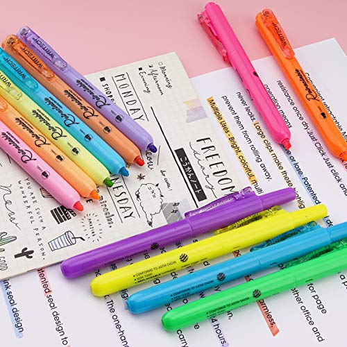 WRITECH Retractable Highlighters Assorted Colors: Chisel Tip Click Aesthetic Highlighter Marker Pens Pack Multi Colored Ink No Bleed Smear for Highlighting Journaling (12ct Neon+Pastel) - Image 4