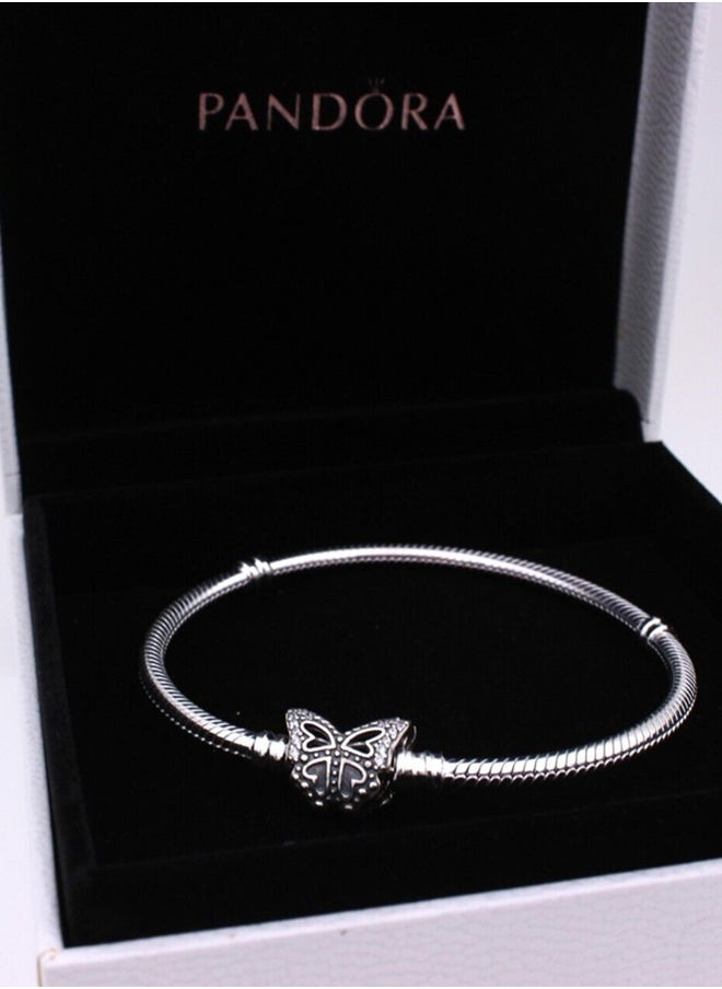PANDORA - Pandora Moments butterfly clasp snake bone chain bracelet - Image 1