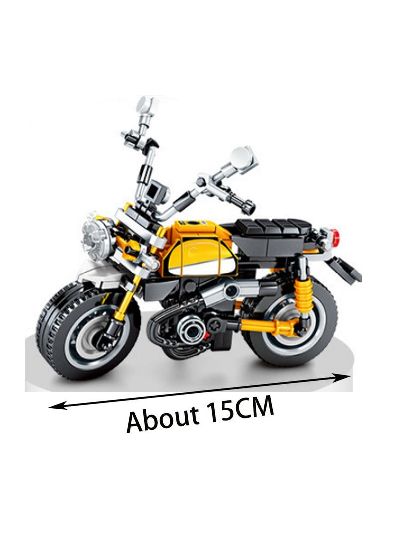 221pcs Yellow Retro Mini Motorcycle Building Toy Set; Build A Motorcycle Gift For Kids Aged 8+ Who Love Fast-Paced Vehicle Action  - Image 2