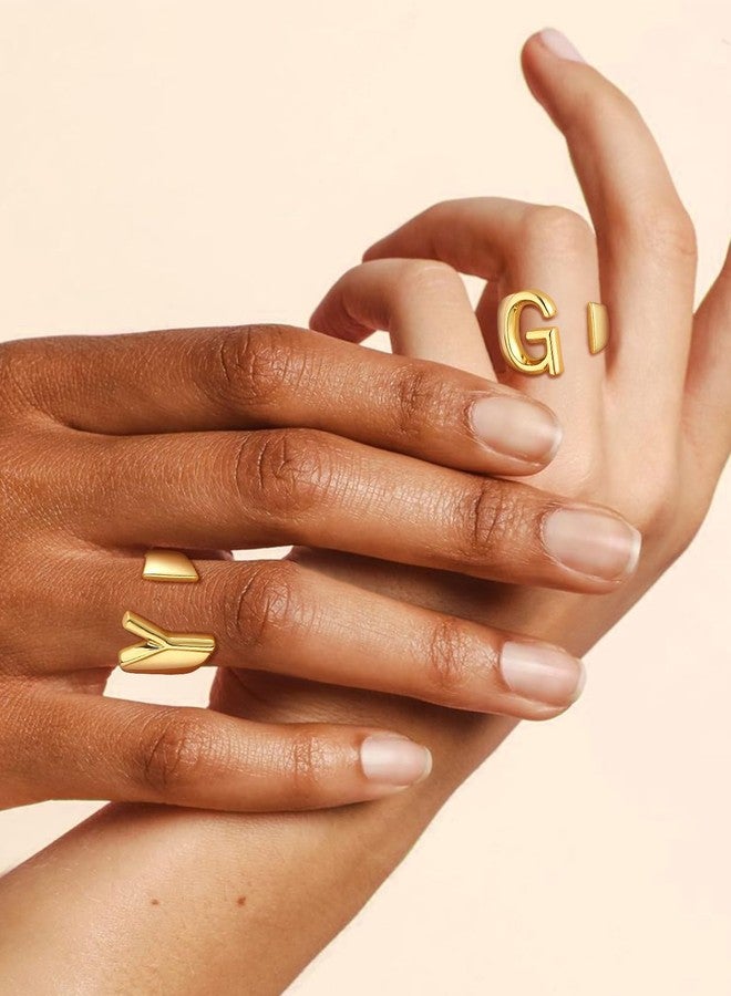 Suplight G Initial Ring Statement 18k Gold, Stacking Rings Jewelry, Bridesmaids Ring, Monogramed Rings, A-Z Alphabet Letter Ring for Women - Image 2