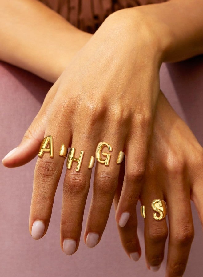 Suplight G Initial Ring Statement 18k Gold, Stacking Rings Jewelry, Bridesmaids Ring, Monogramed Rings, A-Z Alphabet Letter Ring for Women - Image 5