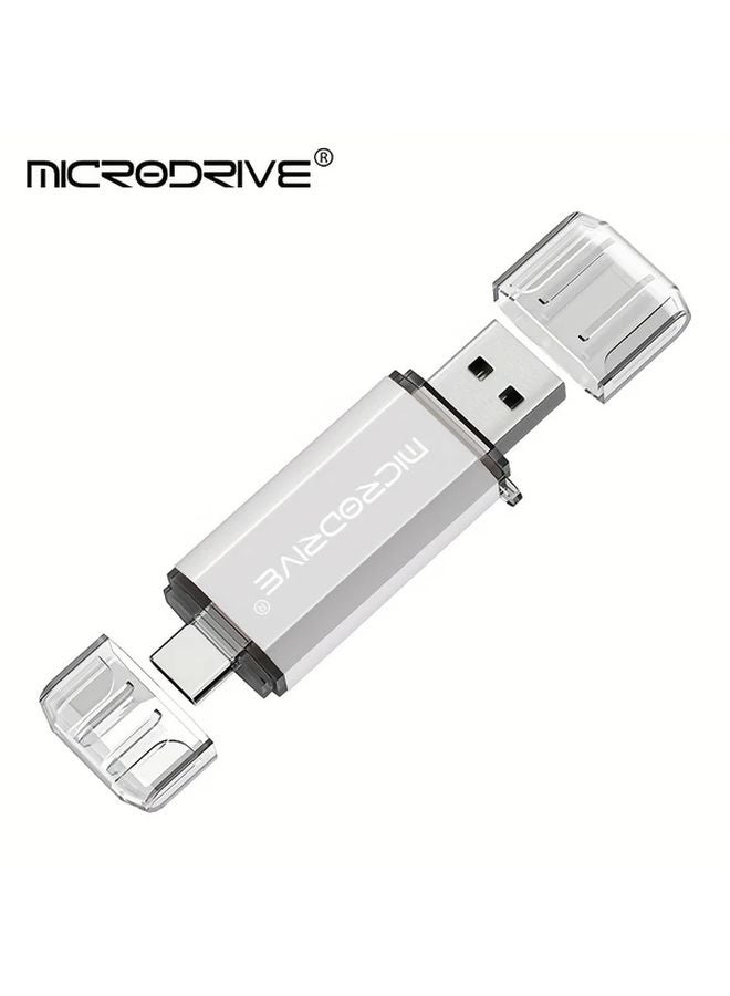 128 جيجابايت يو إس بي نوع سي محرك فلاش فضي عالي السرعة قلم محرك أو تي جي - Image 1