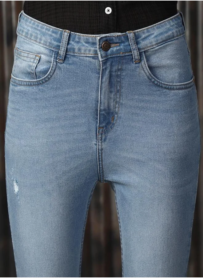 هاي ستار Women Jeans in Blue featuring Skinny fit fit with a washed pattern, regular length, secured with button closure, crafted from cotton – crafted for those who appreciate style and comfort.