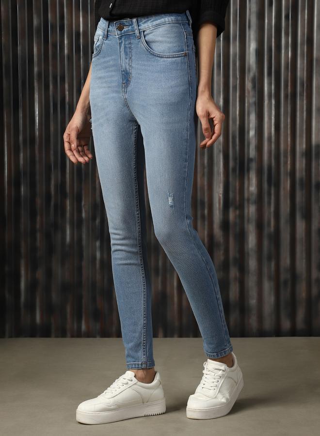 HIGH STAR Women Comfort High-Rise Light Fade Mildly Distressed Light Fade Jeans  - Image 3