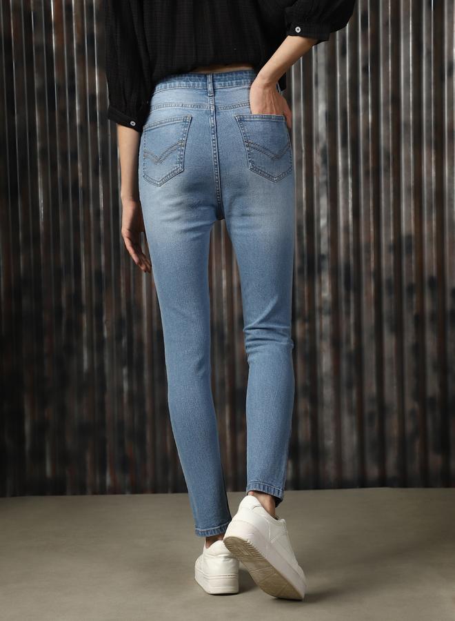 HIGH STAR Women Comfort High-Rise Light Fade Mildly Distressed Light Fade Jeans  - Image 5