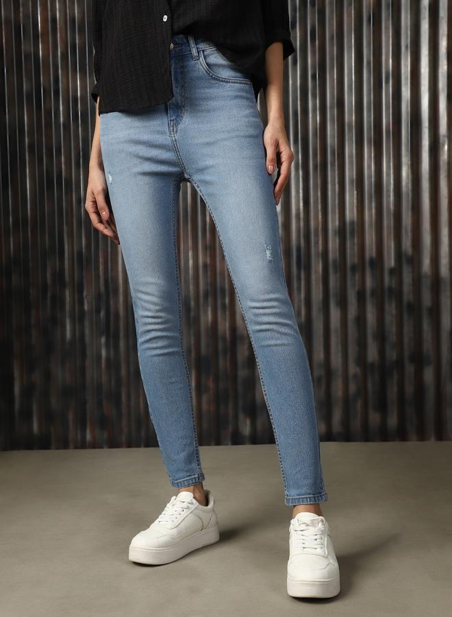 HIGH STAR Women Comfort High-Rise Light Fade Mildly Distressed Light Fade Jeans  - Image 2