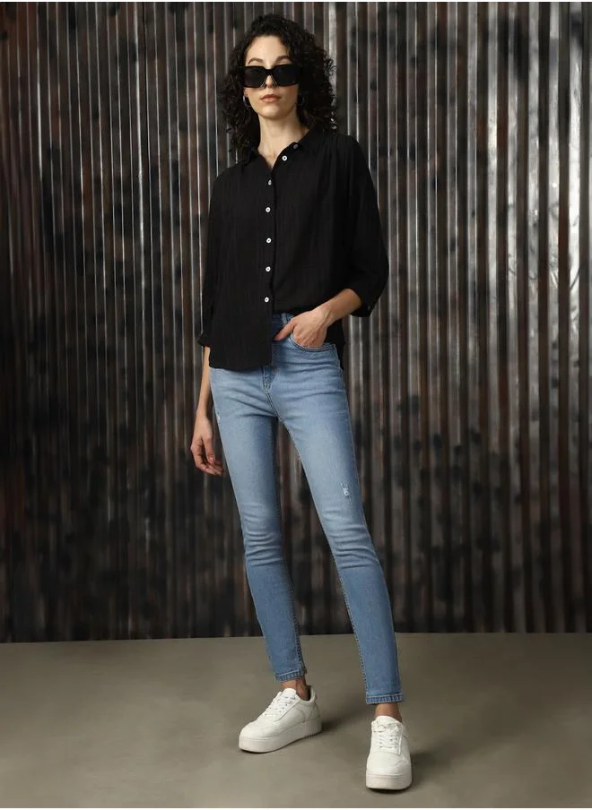 HIGH STAR Women Comfort High-Rise Light Fade Mildly Distressed Light Fade Jeans