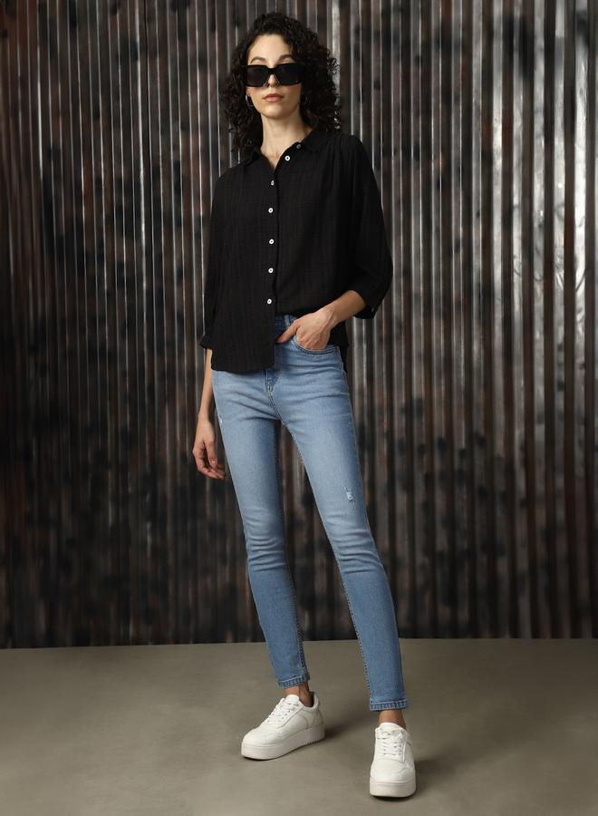 HIGH STAR Women Comfort High-Rise Light Fade Mildly Distressed Light Fade Jeans  - Image 1