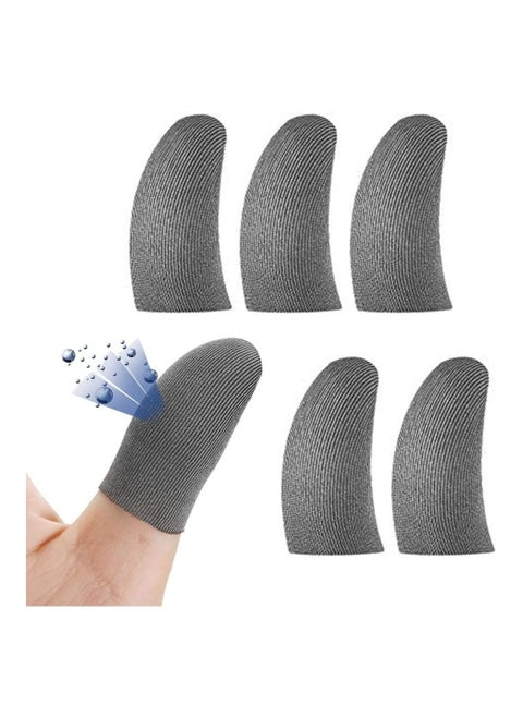 PUBG Mobile Game Finger Sleeve Sets, Sterling Silver Fiber, Anti-Sweat Breathable Full Touch Screen Sensitive Shoot Aim Joysticks Finger Set, Rules of Survival (5 Pack, Gray)