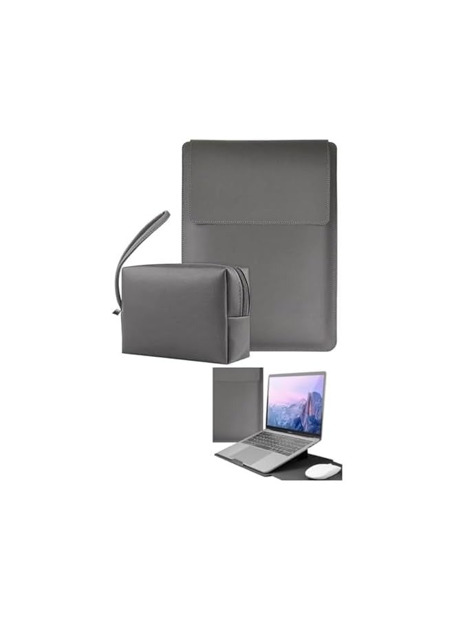 PROMASS Laptop Bag For Women&Men Sleeve Case 13/14-Inches Compatible With 4 in1 Laptop Stand,Mouse pad Accessory bag MacBook Pro Notebook,Resistant Laptop Bag for Business, Office, Travel, and School (Gray)  - Image 1