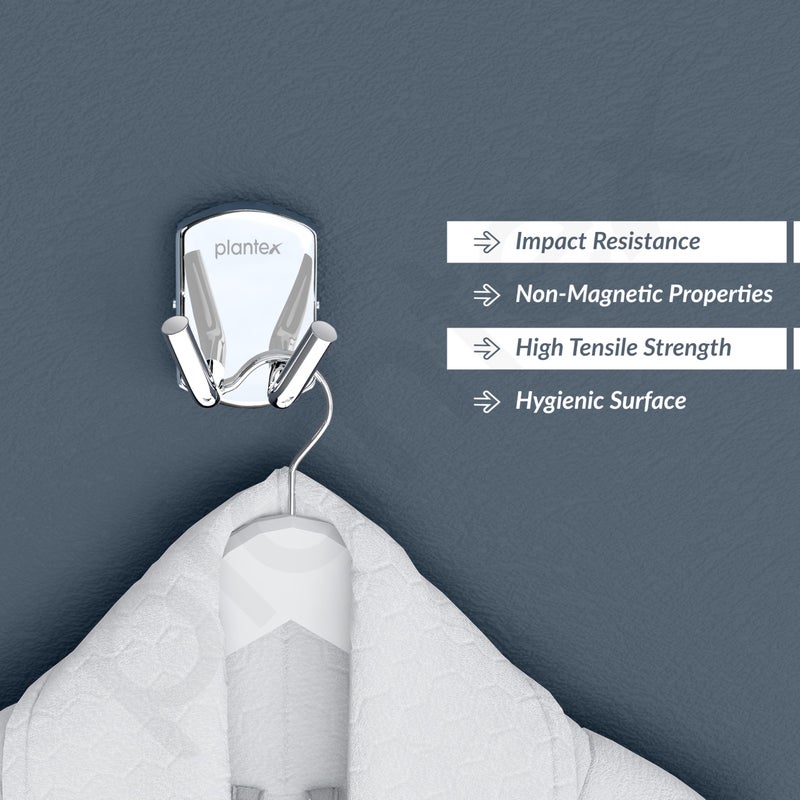 Plantex 304 Grade Stainless Steel Robe Hook/Cloth-Towel Hanger/Door Hanger-Hook/Bathroom Accessories - Parv (Chrome) - Image 2