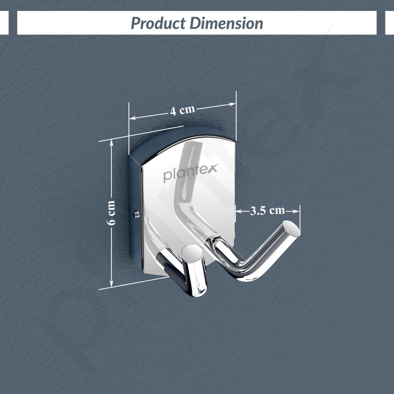 Plantex 304 Grade Stainless Steel Robe Hook/Cloth-Towel Hanger/Door Hanger-Hook/Bathroom Accessories - Parv (Chrome) - Image 3