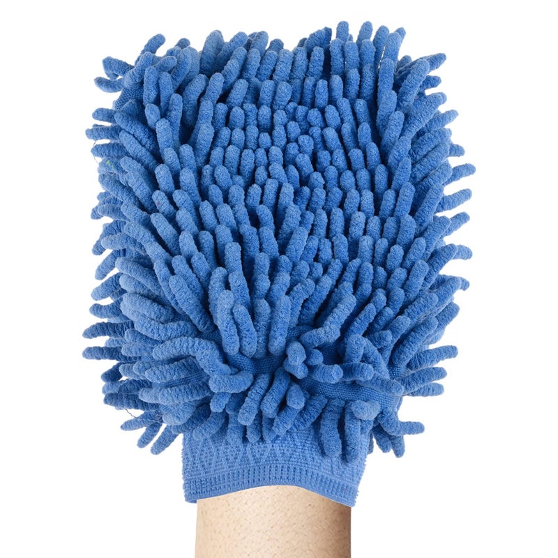 Kuber Industries Kuber Industries Chenille MittsMicrofiber Cleaning GlovesInside Waterproof Cloth Gloves100 Gram Weighted Hand DusterHand Chenille Gloves For CarGlass Blue - Image 2