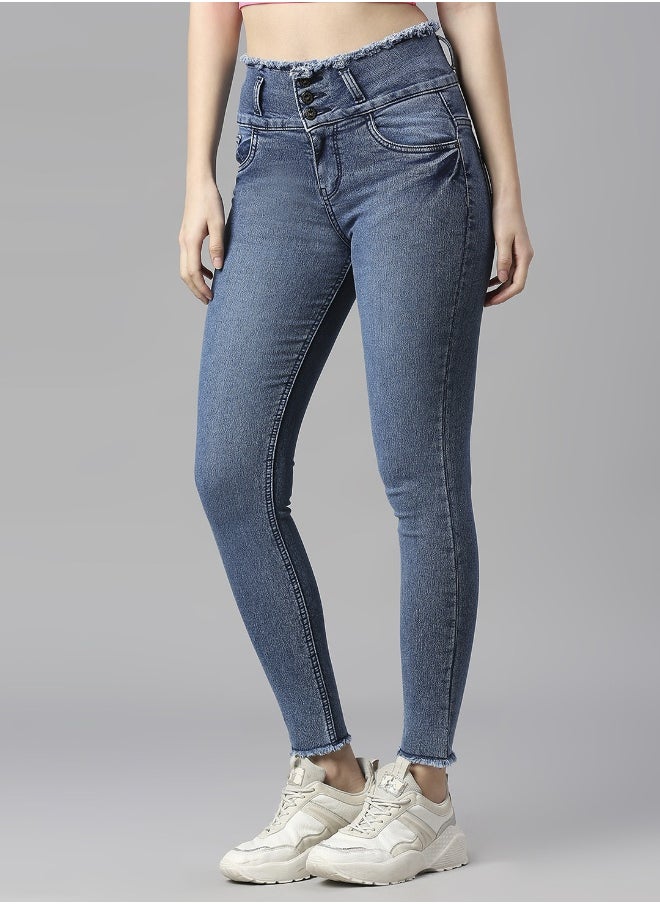 HIGH STAR Women Blue Blue Slim Fit High-Rise Clean Look Jeans  - Image 5