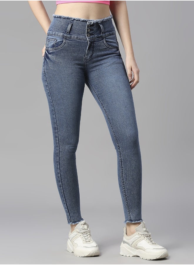 HIGH STAR Women Blue Blue Slim Fit High-Rise Clean Look Jeans  - Image 4