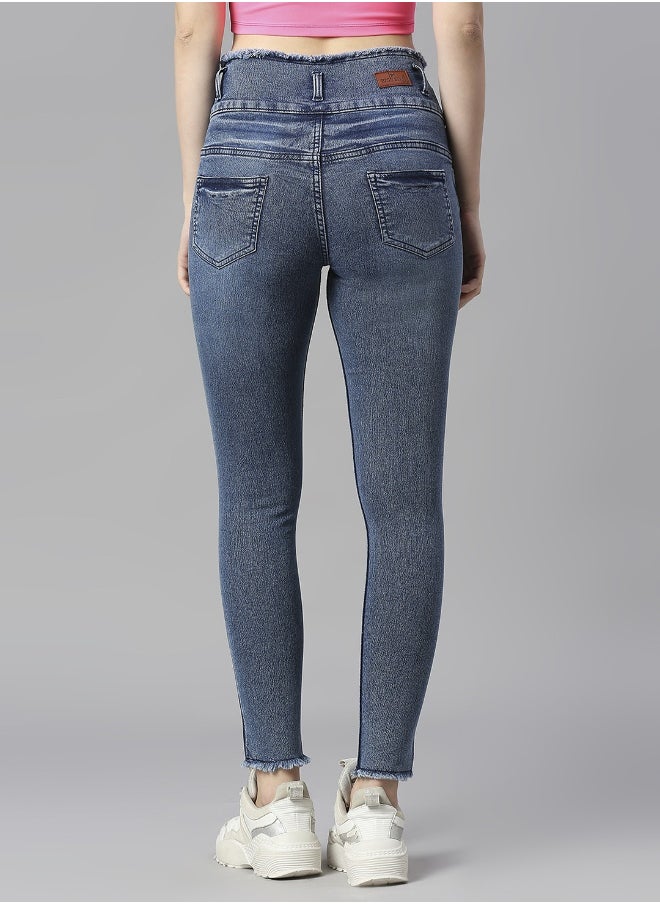 HIGH STAR Women Blue Blue Slim Fit High-Rise Clean Look Jeans  - Image 3