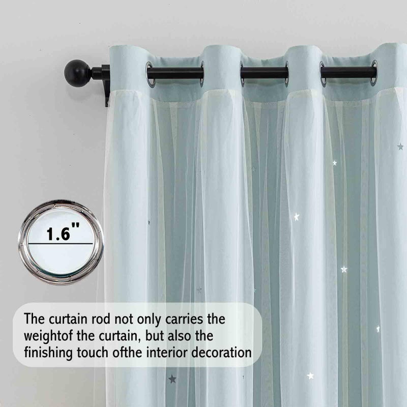 Anytime Romantic Kids Curtain,Hollow-Out Stars Window Curtain Double Layer Blackout Curtains for Girls Bedroom Kids Room 2Panel,(W52 x L63,Light Blue) - Image 3