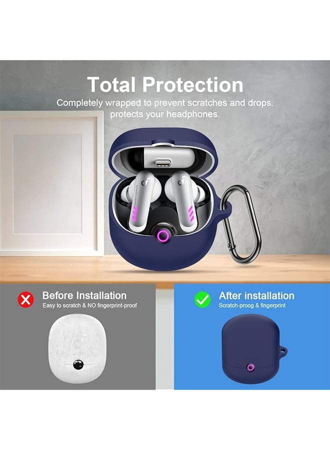 إيروريكس حافظة واقية من السيليكون الناعم لسماعات Soundcore Vr P10، قطعتان من غطاء سماعات الأذن الواقي المقاوم للصدمات مع ملحقات حلقة تثبيت باللونين الأزرق والأبيض - Image 2