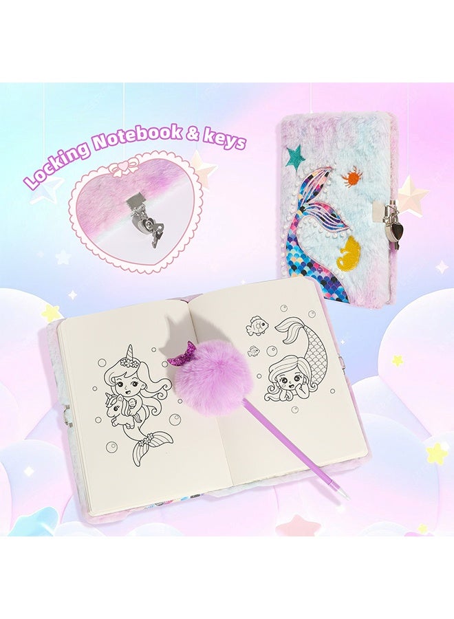 Beauenty Mermaid Gift Set for Girls – All-in-One DIY Craft & Jewelry Kit with LED Cushion, Water Bottle & Locking Notebook for Saudi Kids’ Birthday & Eid Celebrations - Image 5