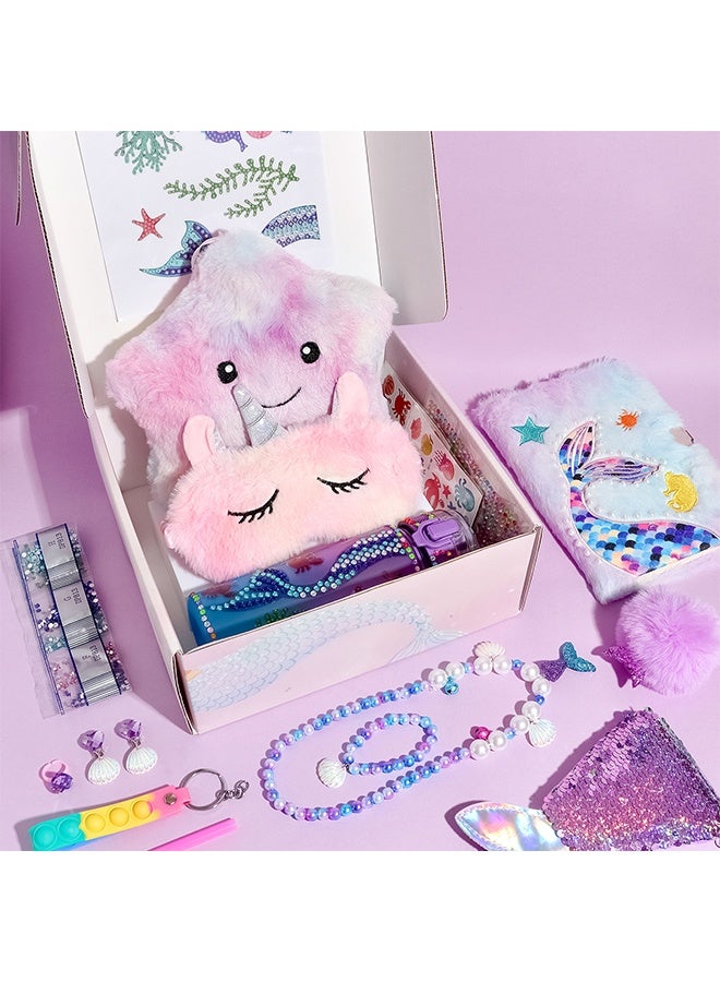 Beauenty Mermaid Gift Set for Girls – All-in-One DIY Craft & Jewelry Kit with LED Cushion, Water Bottle & Locking Notebook for Saudi Kids’ Birthday & Eid Celebrations - Image 3