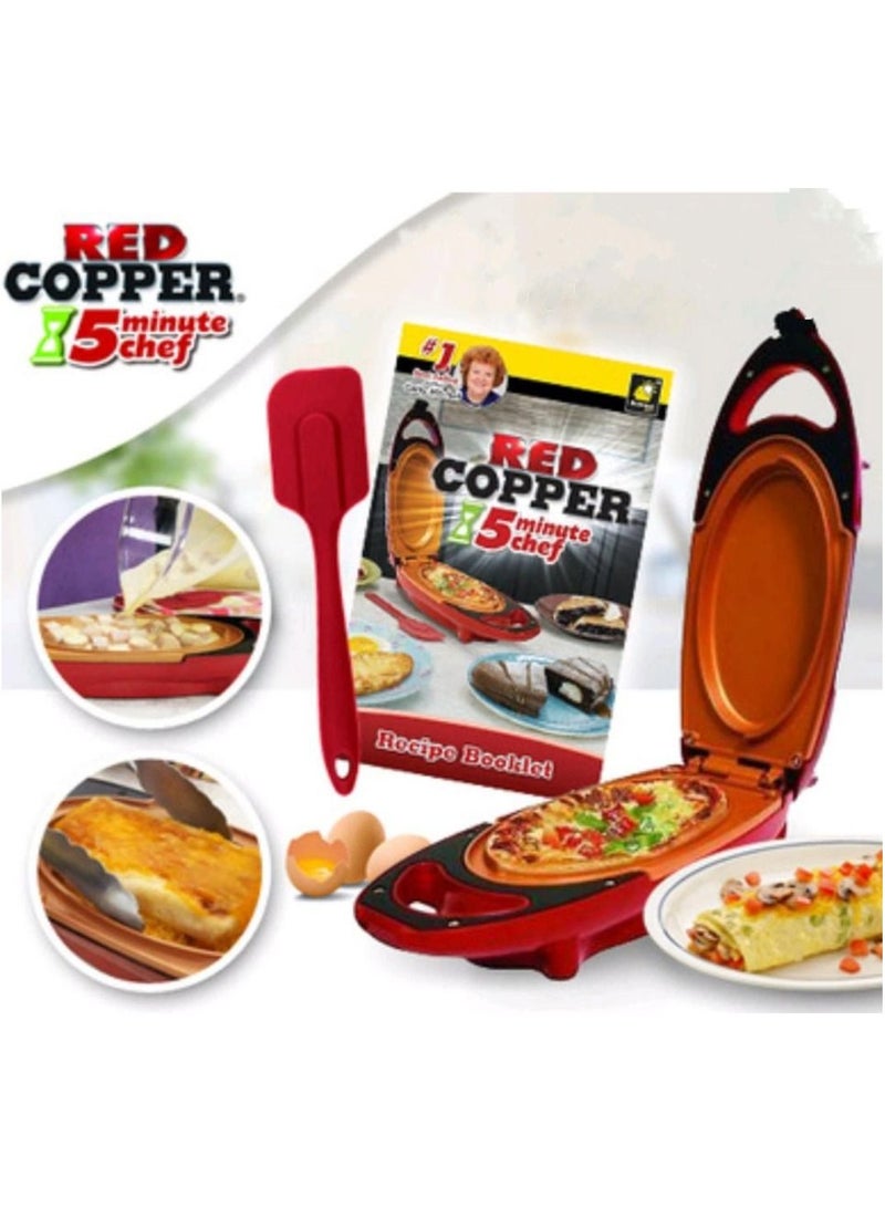 Red Copper 5 Minute Chef Double-Sided Copper-Infused Grill Pan with Non Stick Anti Scratch Surface for Making Delicious Omelet - Image 1