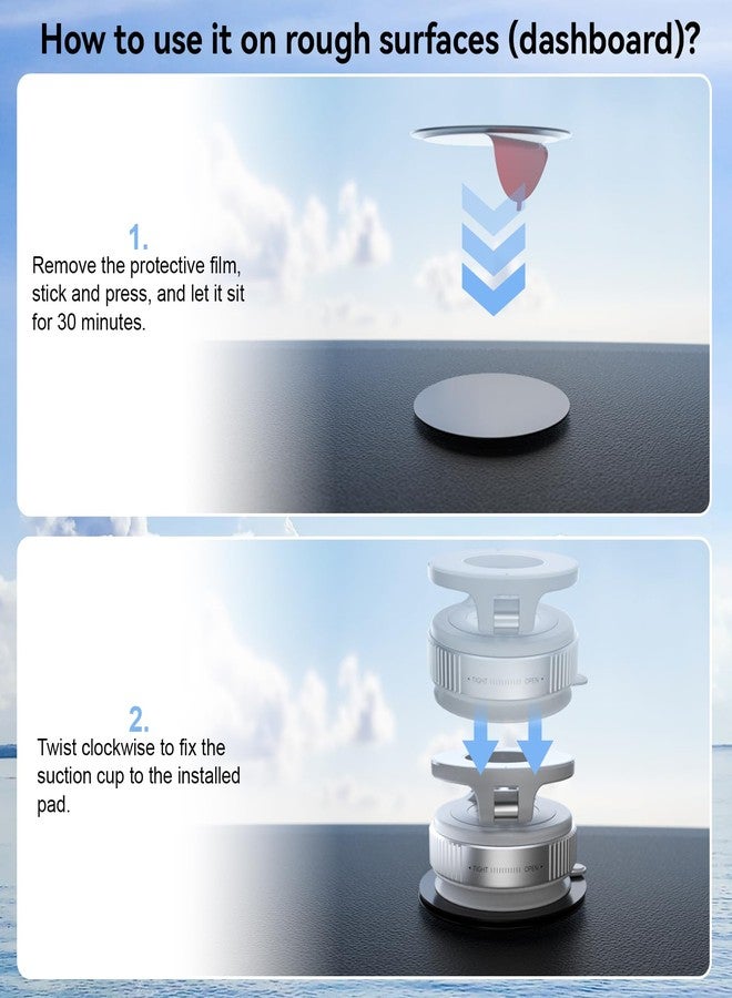 CloudValley Magnetic Car Phone Mount, [Compatible with MagSafe] 360° Adjustable Foldable Holder for Dashboard, 80LBS Suction & 2800gf Magnet, Car Accessories for iPhone 16 Pro Max 15 14, White - Image 4