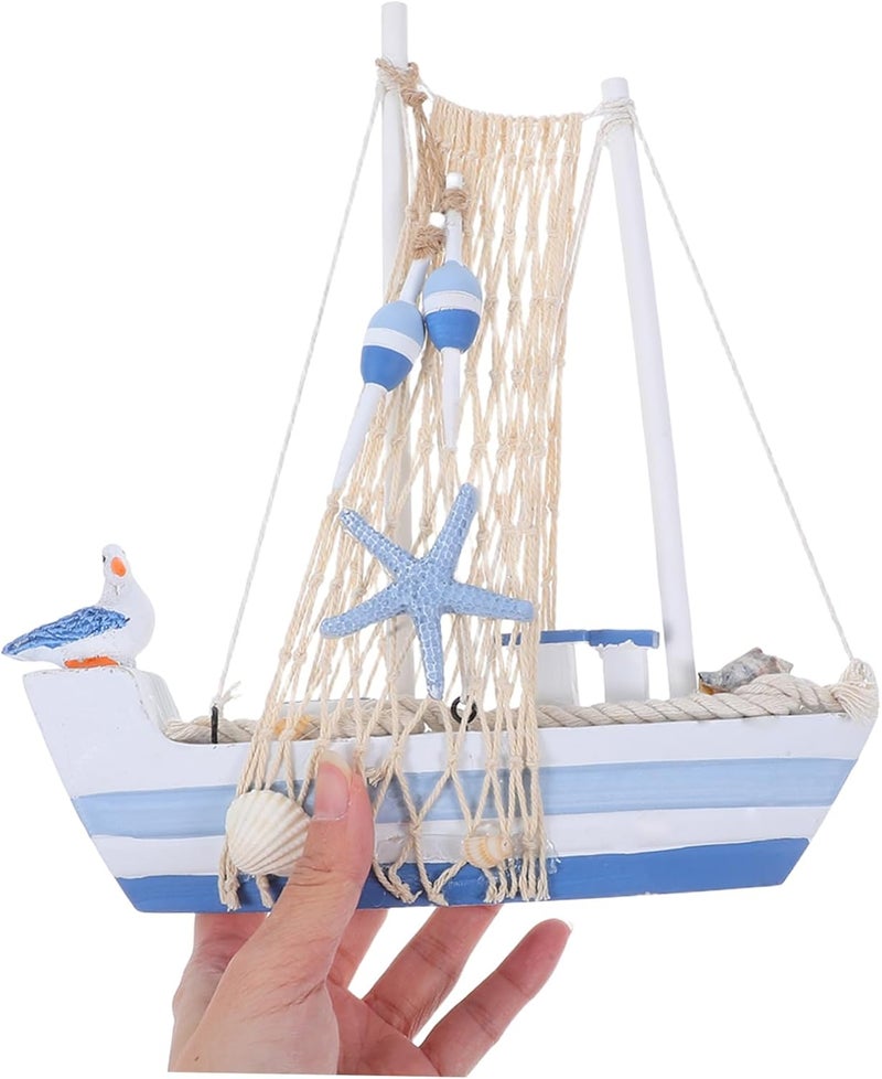MAGICLULU Wooden Sailing Ship Model with Seabird Design Nautical Tabletop Decor for Home and Office Unique Wooden Boat Decoration Cozy Desk Accent - Image 4