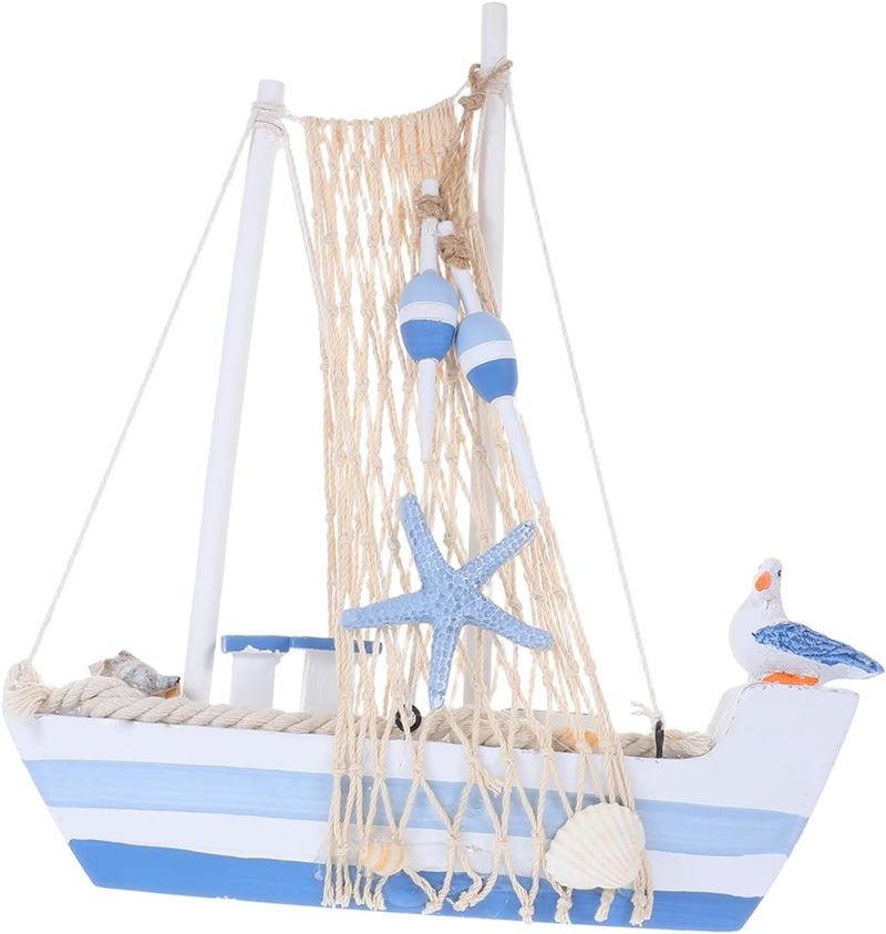 MAGICLULU Wooden Sailing Ship Model with Seabird Design Nautical Tabletop Decor for Home and Office Unique Wooden Boat Decoration Cozy Desk Accent - Image 1