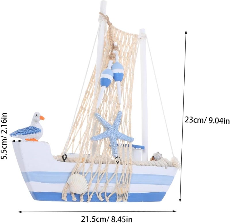 MAGICLULU Wooden Sailing Ship Model with Seabird Design Nautical Tabletop Decor for Home and Office Unique Wooden Boat Decoration Cozy Desk Accent - Image 2