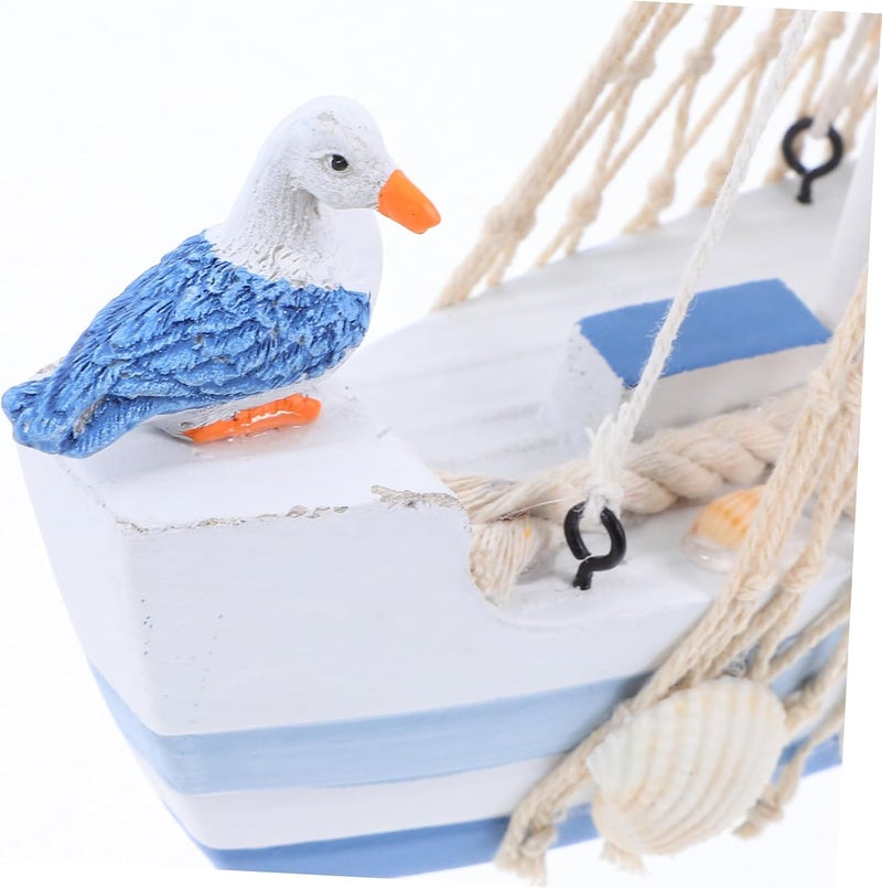 MAGICLULU Wooden Sailing Ship Model with Seabird Design Nautical Tabletop Decor for Home and Office Unique Wooden Boat Decoration Cozy Desk Accent - Image 3