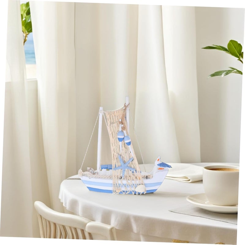 MAGICLULU Wooden Sailing Ship Model with Seabird Design Nautical Tabletop Decor for Home and Office Unique Wooden Boat Decoration Cozy Desk Accent - Image 5